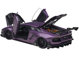 Lamborghini Aventador Liberty Walk LB-Works Viola SE30 Purple Metallic with Carbon Hood Limited Edition 1/18 Model Car by Autoart-1