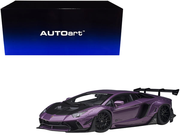 Lamborghini Aventador Liberty Walk LB-Works Viola SE30 Purple Metallic with Carbon Hood Limited Edition 1/18 Model Car by Autoart-0