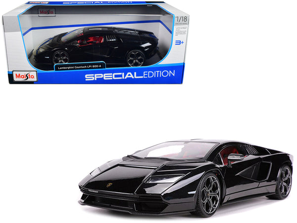 Lamborghini Countach LPI 800-4 Black with Red Interior "Special Edition" 1/18 Diecast Model Car by Maisto-0